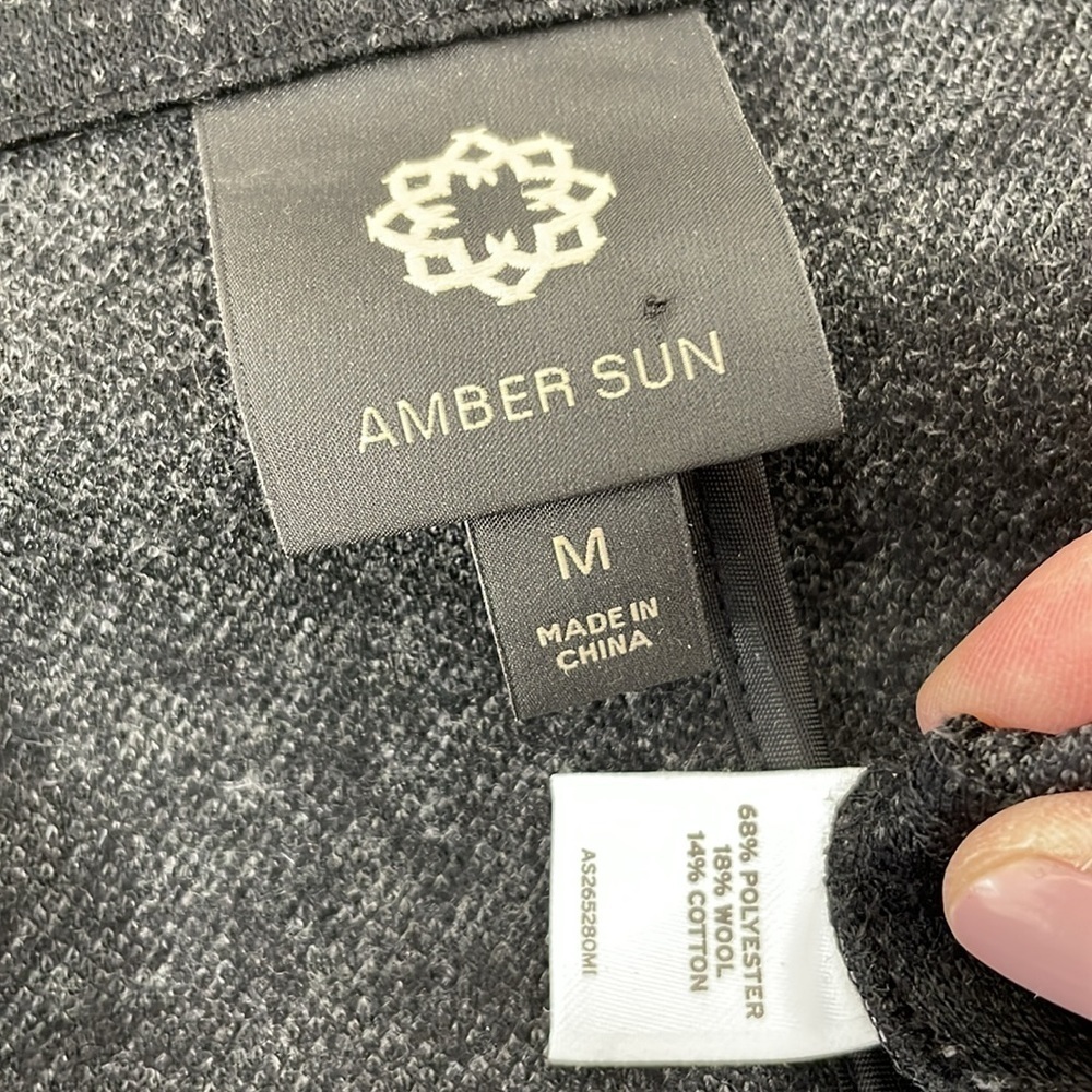 Amber Sun Jacket Women's M Medium Grey Black Buttons Collar - Picture 14 of 16